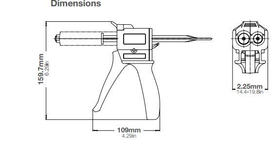 sulzer mixpac two part manual dispenser DS 51 10 00 dimensions